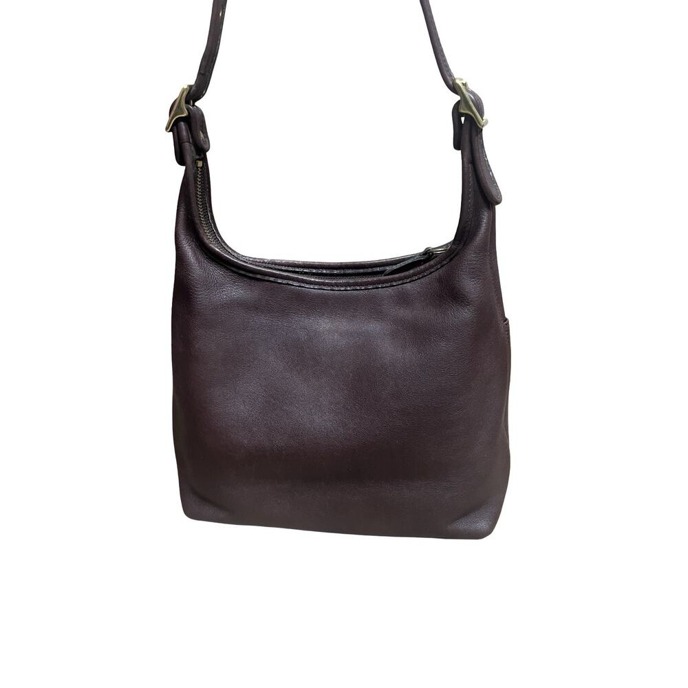 COACH VTG #9058 Legacy Leather Zip Top Hobo Shoulder Bag Dark Brown USA Brass - Picture 11 of 15